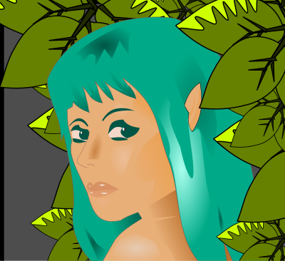 Elf woman in leaves clipart
