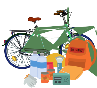 Emergency kit with a bicycle clipart