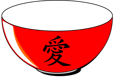Empty noodles bowl Chinese love kanji clipart