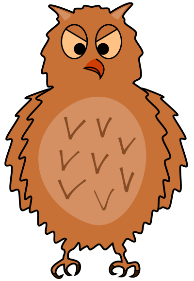 Enraged owl - front view clipart