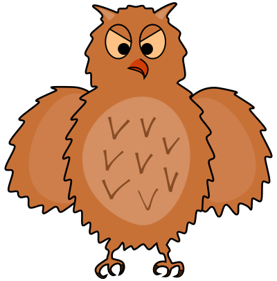 Enraged owl - front view, spread wings clipart