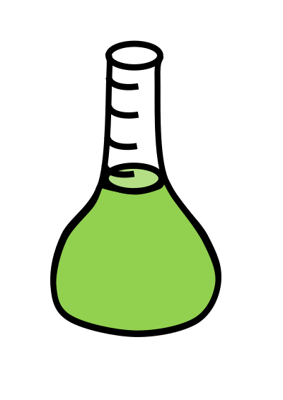 Erlenmeyer flask with green liquid clipart