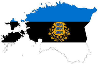 Estonia Map Flag With Stroke And Coat Of Arms clipart