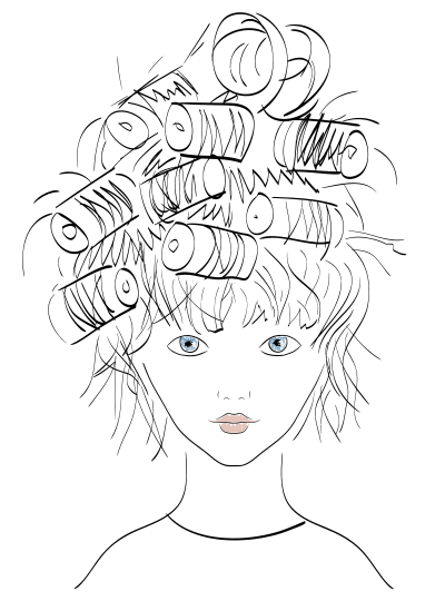 Eyes Open Female Portrait Line Art clipart