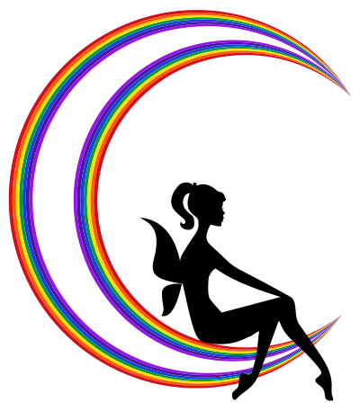 Fairy Relaxing On The Rainbow Crescent Moon clipart