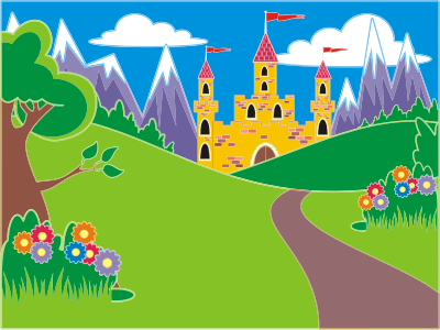 Fairytale Fantasy Castle Landscape clipart