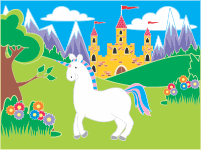 Fairytale Unicorn Landscape clipart