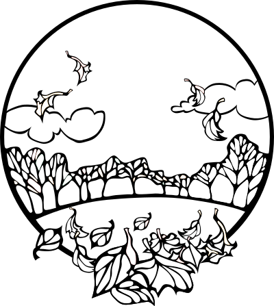 Fall Scene Coloring Page clipart