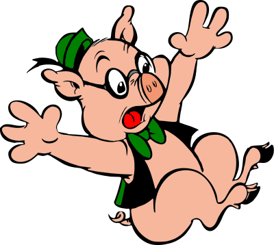 Falling pig (colour) clipart