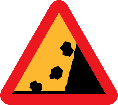 Falling Rocks from RHS roadsign clipart