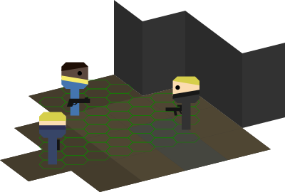 Fallout-inspired tiles, hex grid and character symbols clipart