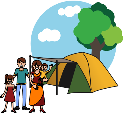 Family and Tent clipart