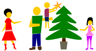Family Decorating Christmas Tree clipart