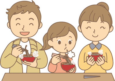 Family Eating Noodles clipart