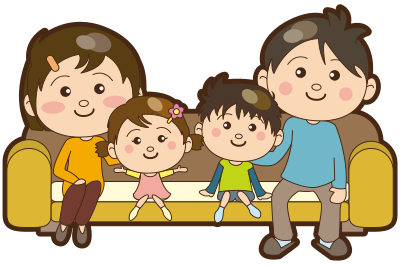 Family on sofa (#1) clipart