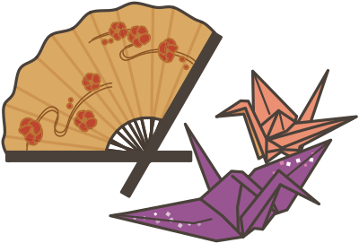 Fan and Origami Cranes clipart