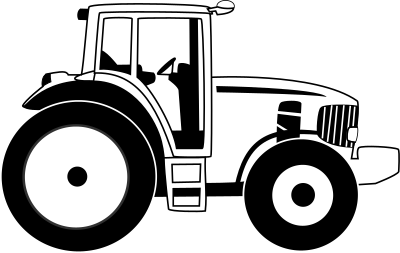 Farm tractor b&w clipart