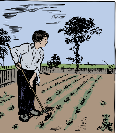 Farmer with a Hoe clipart