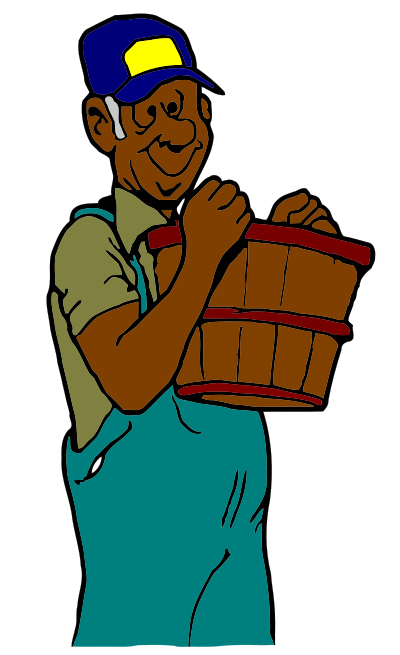 Farmer with basket (dark skin vers) clipart