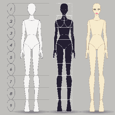 Fashion Figurine with 9 heads - Model mannequin clipart