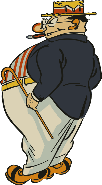 Fat man with a cigar (colour) clipart