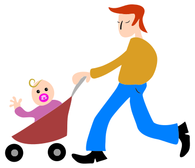 Father And Son Stroller clipart