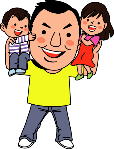 Father holding children clipart