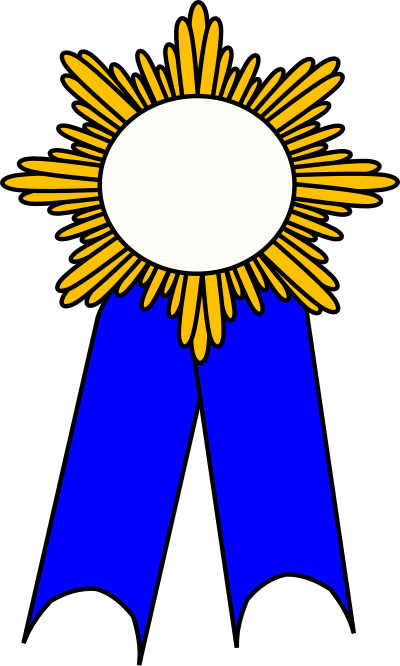 First prize ribbon with gold starburst clipart