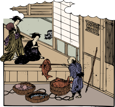 Fish Selling - Colour Remix clipart