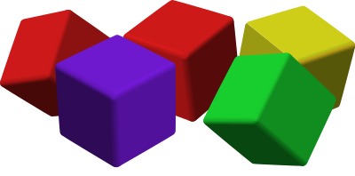 Five colored dice clipart