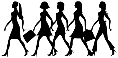 Five Women Walking Silhouette clipart
