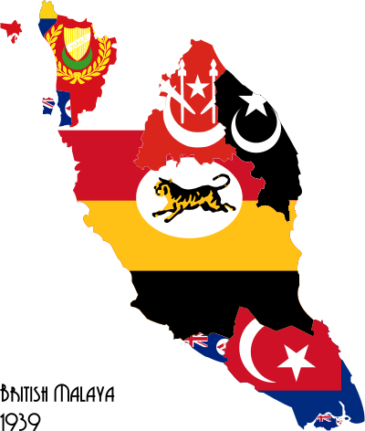 Flag-map of British Malaya, 1939 clipart
