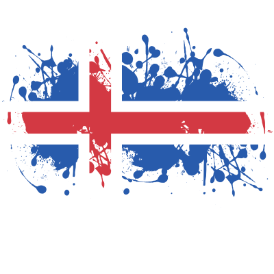 Flag of Iceland with ink splatter clipart