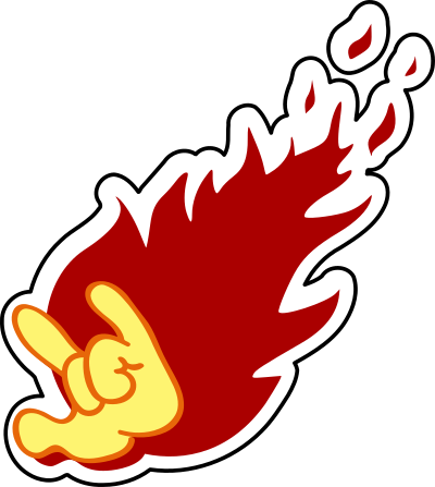 Flaming Heavy Metal Horns clipart