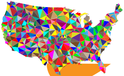 Flat Color Low Poly America USA Map clipart