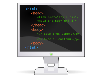 Flat screen with html code (original by flomar) clipart