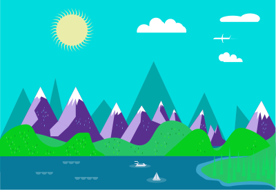 Flat Vector Landscape In The Google Now Style clipart