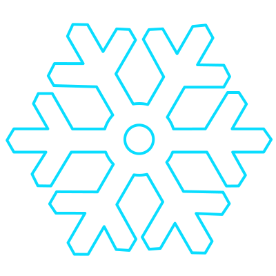 Flat white snowflake with hollow circular center clipart