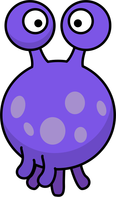 Floating silly alien with tentacles clipart
