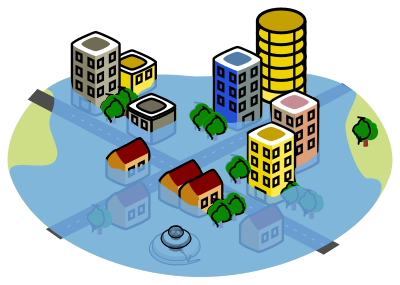 Flooded city clipart