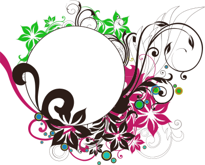 Floral Flourish Round Frame clipart