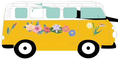 Floral Volkswagen Camper clipart
