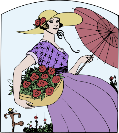 Flower Basket Lady - Colour Remix clipart