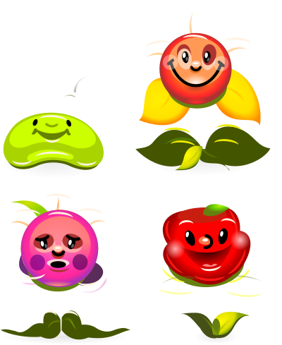Flower Game Characters - superb production quality clipart