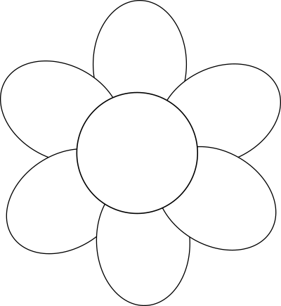 Flower six petals black outline clipart
