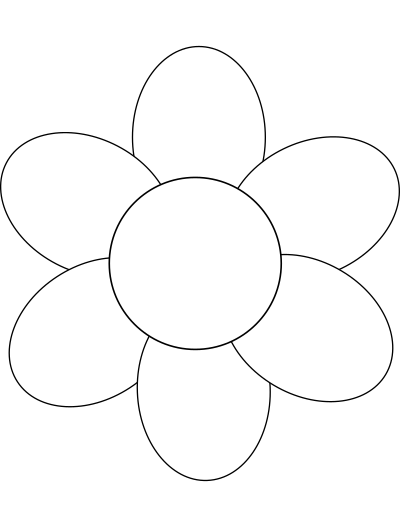 Flower six petals black outline with upper and lower text clipart