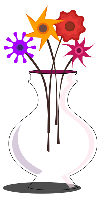 Flower vase pink with flowers clipart