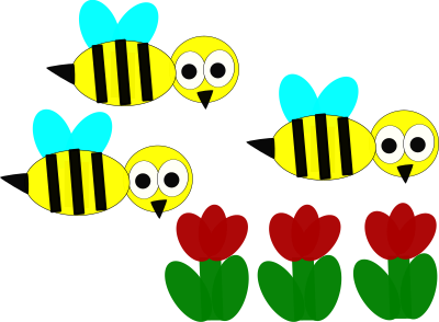 Flowers and bees clipart