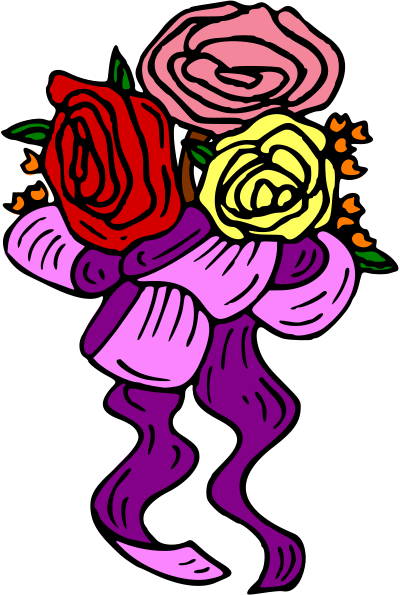 Flowers with ribbon (colour) clipart