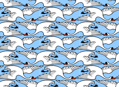 Flying swan pattern 2 (colour) clipart